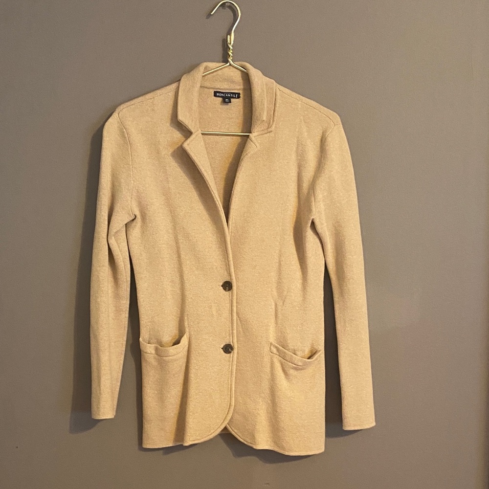 J Crew MERCANTILE Women's Cream Knit Blazer Jacket